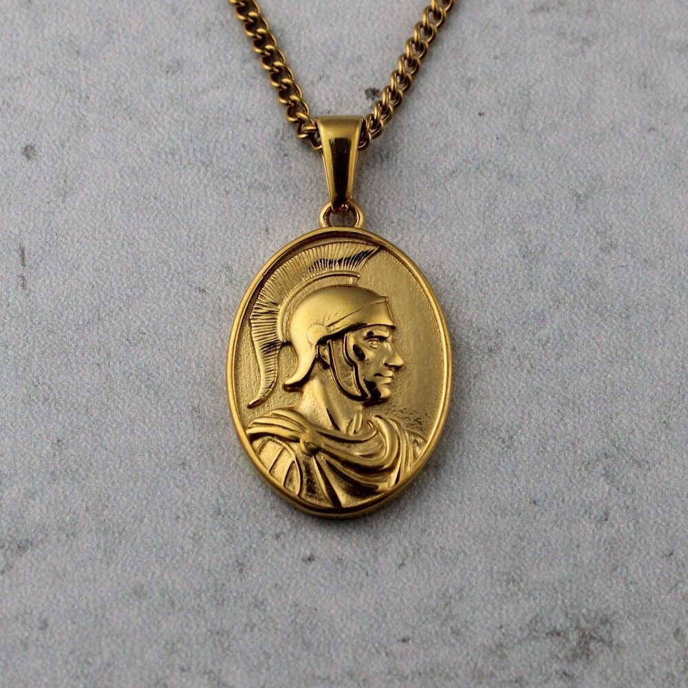 Gold Centurion Pendant Chain Necklace